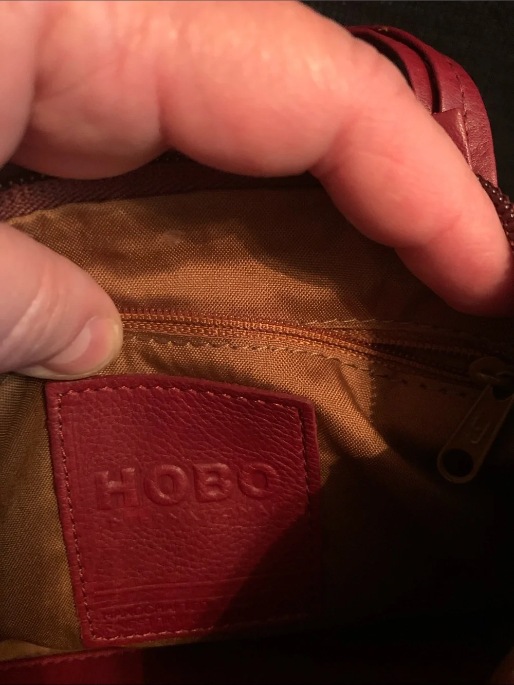 HOBO Red Pebbled Leather Crossbody with Front Pockets - Picture 9 of 9